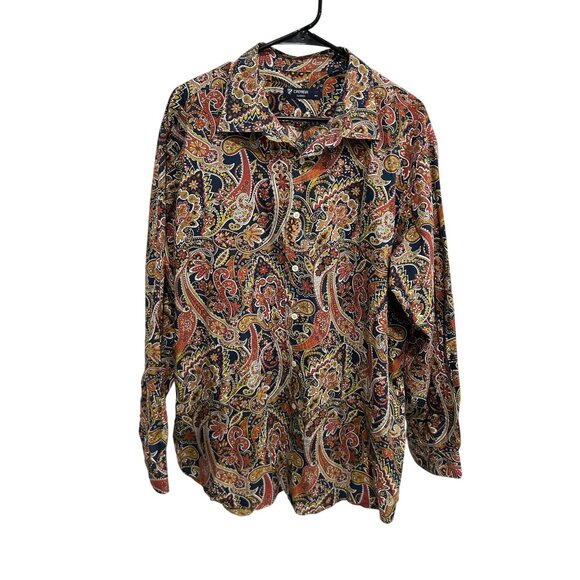 Cremieux Classics Paisley Button Front Shirt Multicolor Sz XXL Boho Eclectic Wor - Picture 1 of 11